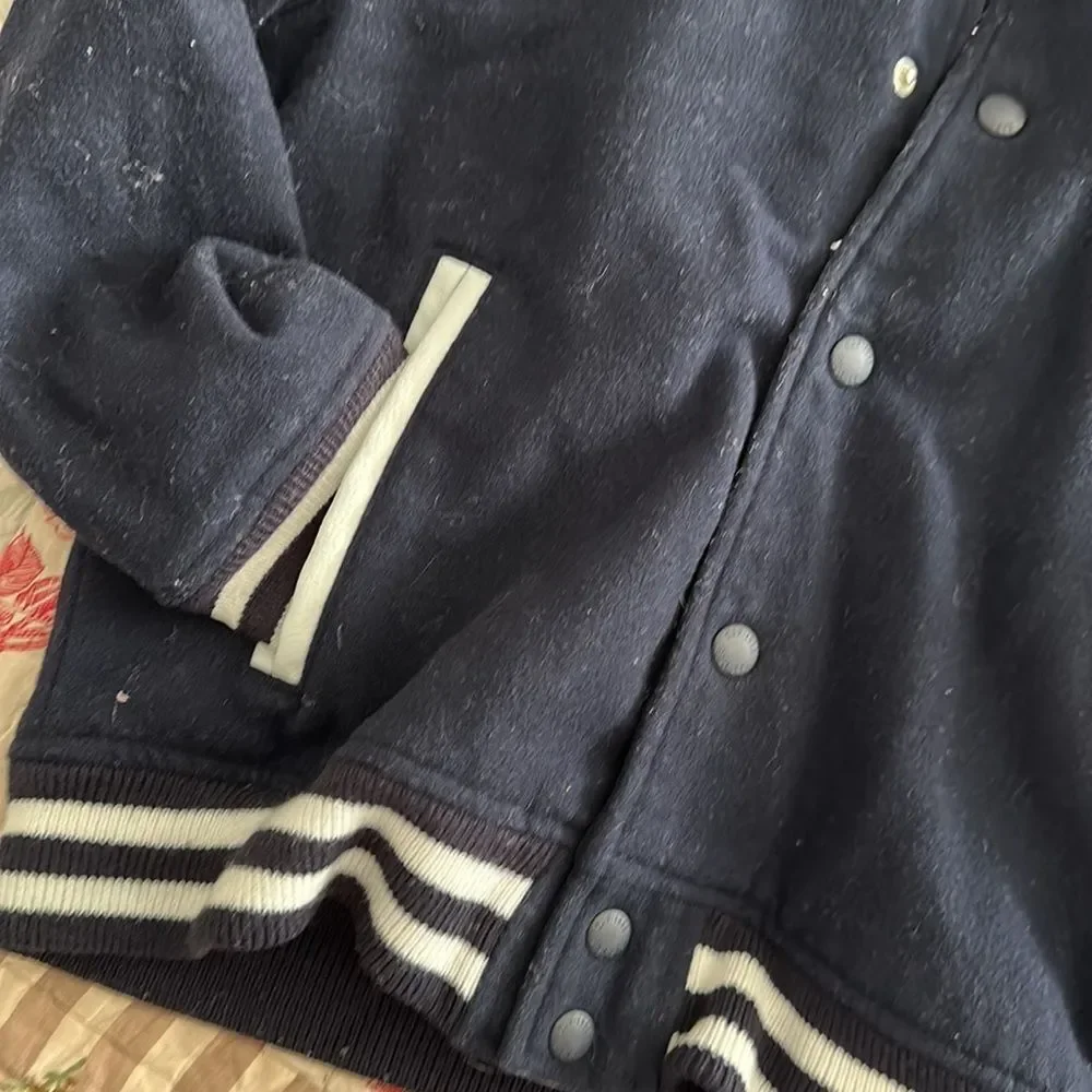 GAP Navy and Gray Hooded Varsity Jacket for Kids